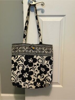 Vera Bradley Black & White Floral Quilted Tote